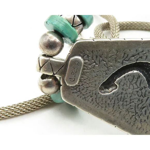 CAROLYN POLLACK 925 SilverVintage Turquoise Kokopelli Chain Necklace NE3288